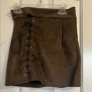Brown Lace-Up Skirt